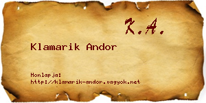 Klamarik Andor névjegykártya